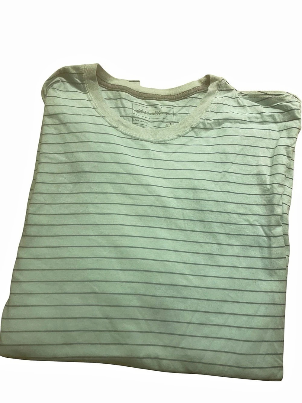 Eddie Bauer Striped Short Sleeve Tee in Lt blue and navy size XL like new